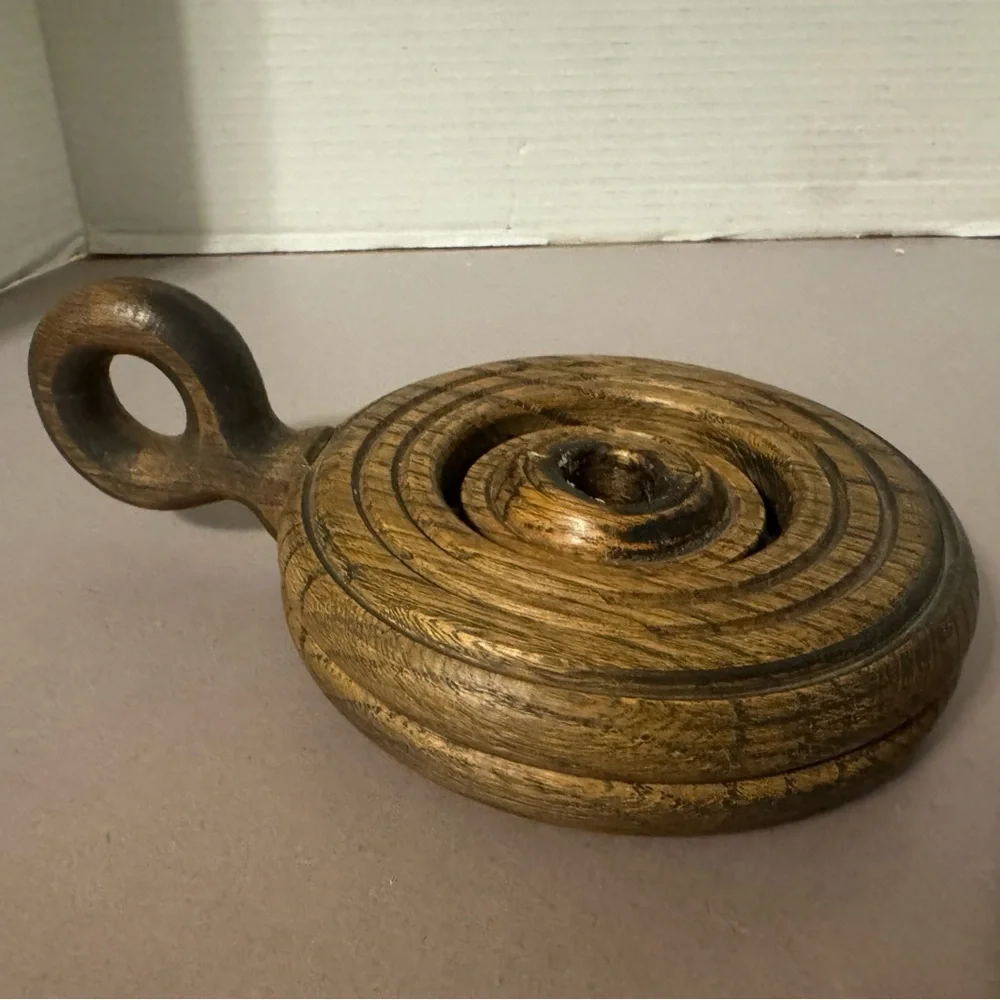 vintage oak candle holder